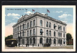 AK Springfield, IL, Post Office, Strassenbahn  - Springfield – Illinois