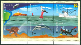 BRAZIL 1999 RESOURCES BLOCK OF 6, LIGHTHOUSE AND BUOY** - Lighthouses