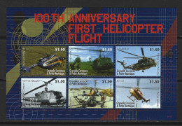 ● 2007 GRENADA ֎ 100th Anniversary First Helicopter Fligth ֍ Elicotteri ● BF ** Di 6 Valori ● $ 9,00 ● Lotto N. XX ● - Grenade (1974-...)