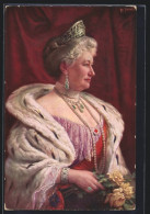 AK Kaiserin Auguste Victoria Königin Von Preussen Mit Krone Und Hermelinmantel, Rotes Kreuz  - Familles Royales