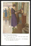 Künstler-AK Brynolf Wennerberg: Zwei Frauen Unterzeichnen Kriegsanleihen  - War 1914-18
