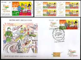 India 2023 AZADI KA AMRIT MAHOTSAV "MAHATMA GANDHI" Collection: 2v Set + Block Of 4 + FDC As Per Scan - Ungebraucht