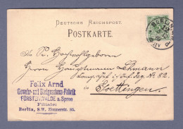 Deutsche Reichspost Postkarte - Felix Arnd, Gewehr- Und Bleigeschoss-Fabrik -  Berlin 12 - 3.12.89 (CG13110-299) - Brieven En Documenten