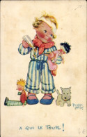 Artiste CPA Mallet, Beatrice, Kind Mit Puppen, Hund, Hustensaft,Comite National De L'Enfance - Andere & Zonder Classificatie