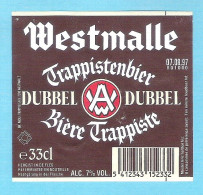 BIERETIKET - WESTMALLE - TRAPISTENBIER - DUBBEL    -  33 CL (BE 1030) - Bière