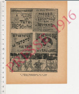 Photo De Presse 1916 Affiches Humoristiques Front Argonne Eau De Javel Guillotine Grande Guerre 14-18 Histoire - Unclassified