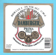 DAMBURGER PRIMA PILS - BROUWERIJ B.D.C. EINDHOVEN  30 CL -  BIERETIKET  (BE 1050) - Bière