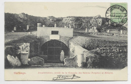 TUNISIE 5C AU RECTO CARTE CARTHAGE OBL CARTHAGE GARE CARACTERES ARABES REGENCE DE TUNIS - Storia Postale