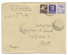 DA S.ANTIOCO ( SARDEGNA ) A SPOLETO - 12.12.1942 - VIA AEREA. - Military Mail (PM)