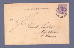 Deutsche Reichspost Firma-Postkarte - J.F. Wehber & Sohn. - Stade 4.1.89 --> Northeim I. Hannover (CG13110-302) - Covers & Documents