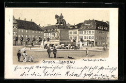 Lithographie Landau, Denkmal Am Max Joseph`s Platz  - Landau