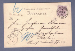 Deutsche Reichspost Postkarte - Brieg Bez. Breslau (heute Brzeg, Polen) 30.4.83 --> Berlin(CG13110-303) - Lettres & Documents