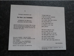 Jos Daemen ° Deurne 1933 + Antwerpen L.O. 1994 X Van De Vyver (Fam: Van Ballaert - Geldof - Luyten - Frederickx) - Obituary Notices