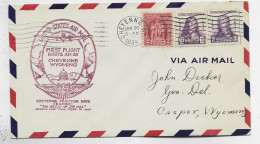 ETATS UNIS USA 2C+3CX3 LETTRE COVER AIR MAIL CHEYENNE JUN 20 1934 TO WYOMING FIRST FLIGH - 1c. 1918-1940 Briefe U. Dokumente