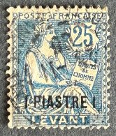 FRALV017U - Type Mouchon W Turkish Surcharge 1 Piastre - Turkish Post Office - French Levant - 1903 - Usados