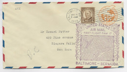 ETATS UNIS USA ENTIER PA 6C +4C  LETTRE COVER AIR MAIL BALTIMORE MAR 15 1938 TO NIAGARA FALLS NEW YORK BERMUDA - 1c. 1918-1940 Brieven