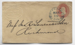 ETATS UNIS USA ENTIER  THREE CENTS COVER PETERSBURG MAR 19 3 CTS TO RICHEMOND - ...-1900