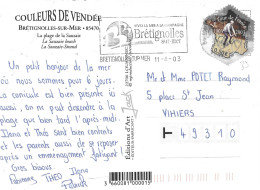 VENDEE 85  - BRETIGNOLLES SUR MER  - VIVEZ LA MER A LA CAMPAGNE  - TIMBRE N° 3582 - TARIF 1 6 03  - SEUL SUR LETTRE - Oblitérations Mécaniques (flammes)