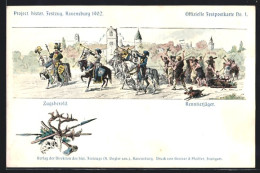 Künstler-AK Ravensburg, Project. Historischer Festzug 1902, Zugsherold, Renntierjäger  - Ravensburg