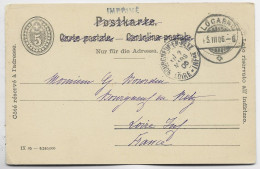 HELVETIA SUISSE ENTIER 5C CARTE POSTALE LOCARNO 1906 REPIQUAGE ASCONA OEUVVRE DE MISSION - Stamped Stationery