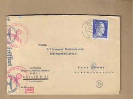 Los Vom 01.06  Briefumschlag Aus Berlin Nach Basel 1943 - Covers & Documents