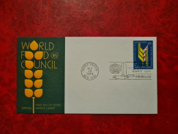 LETTRE / CARTE UNITED NATIONS NEW YORK ET GENEVE CONSEIL MONDIAL DE L'ALIMENTATION FDC 1976 WORLD FOOD COUNCIL - Autres & Non Classés