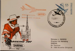 MI) 1971, ARGENTINA, INAUGURAL FLIGHT, FROM BUENOS AIRES TO BRUSSELS - BELGIUM, AIR MAIL, XF - Gebraucht