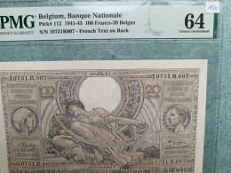 Belgium # P112 # PMG 64# RARITY 007 SERIE 100 FRANCS - 100 Francs-20 Belgas