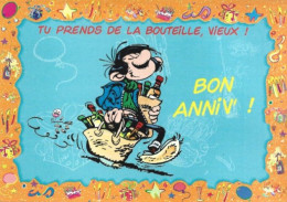 Carte Postale: Gaston Par Franquin 1998; "Tu Prends De La Bouteille, Vieux! BON ANNIV' !"; N° CSG 2258 - Bandes Dessinées