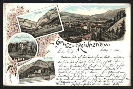 Lithographie Reichenau, Schloss Wartholz, Curhaus, Thalhof, Ortsansicht  - Sonstige & Ohne Zuordnung