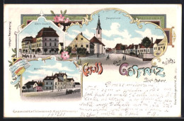 Lithographie Göpfritz A. D. Wild, Ekels Gasthof, Bahnhof, Hauptstrasse Mit Kirche  - Altri & Non Classificati