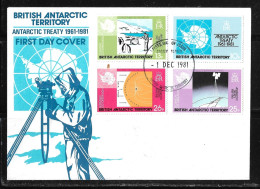 89-Y 101/104 British Antarctic Territory Traité Sur L' Antarctique Sur Pli Illustré FDC Du 1.12.1981 Signy Island - Lettres & Documents