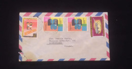 C) 1970. COLOMBIA. AIR MAIL ENVELOPE SENT TO URUGUAY. MULTIPLE STAMPS OF AVIATION HISTORY, ART BIENNIAL.XF - Colombie