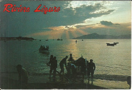 Riviera Ligure (Liguria) Panorama Al Tramonto, Ritorno Dalla Pesca, Barche Con Pescatori, Sunset, Coucher Du Soleil - Genova (Genoa)