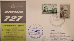 MI) 1964, ARGENTINA, RAILWAY, FROM BUENOS AIRES TO EUROPE - ROME, MONACO, DUSSELDORF, AIR MAIL, AVIATOR JORGE NEWBERY, F - Used Stamps