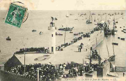 35 - Cancale - Le Mole Le Jour Des Régates - Animée - Bateaux - CPA - Oblitération Ronde De 1909 - Voir Scans Recto-Vers - Cancale