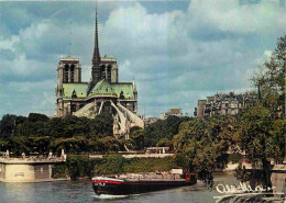 Bateaux - Péniches - Paris - Cathédrale Notre-Dame Et La Seine - CPM - Voir Scans Recto-Verso - Péniches