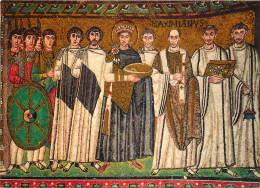 Art - Mosaique Religieuse - Ravenna - Basilica Di S Vitale - L'Imperatore Giustiniano Col Seguito - L'Empereur Justinien - Tableaux, Vitraux Et Statues
