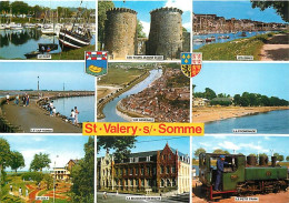 80 - Saint Valery Sur Somme - Multivues - Blasons - Petit Train - Flamme Postale De Airaines - CPM - Voir Scans Recto-Ve - Saint Valery Sur Somme