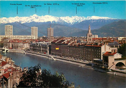 38 - Grenoble - Quais De L'Isère, Téléphérique De La Bastille, Les Trois Tours (28 étages) Et La Chaine De Belledonne -  - Grenoble