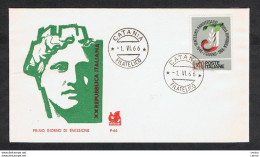 REPUBBLICA F.D.C.:  1966  -  XX  REPUBBLICA  ITALIANA  -  CATANIA  FILATELICO  1.VI.66 - FDC