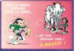 Carte Postale: Gaston Par Franquin 1998; "Pas Le Temps D'écrire, Juste Le Temps... ... A Bientôt !"; N° CSG 1283 - Bandes Dessinées