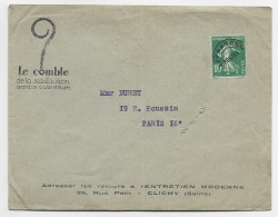 SEMEUSE 10C VERT SEUL LETTRE ENTETE LA COMBLE CLICHY SEINE POUR PARIS TARIF IMPRIME - 1893-1947
