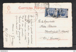 REGNO:  1925  VITTORIO  EMAN. III°  -  20 C./25 C. AZZURRO  COPPIA  SU  CARTOLINA  ILLUSTRATA  IN  TARIFFA -  SASS. 176 - Marcofilie