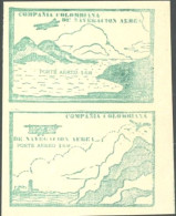 COLOMBIA 1920 AIR NAVIGATION CO., 10c GREEN IMPERF PAIR, LIGHTHOUSE, UNGUMMED - Leuchttürme