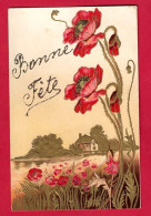 AE786 FANTAISIES FLEURS BEAUX COQUELICOTS ROUGES ET OR STYLE ART NOUVEAU SUR CARTE GAUFREE EN 1907 - Flowers