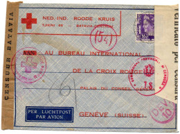 INDES NEERLANDAISES.1940. ROODE KRUIS BATAVIA POUR C.I.C.R. GENEVE (SUISSE).  2 CENSURES. - Indes Néerlandaises