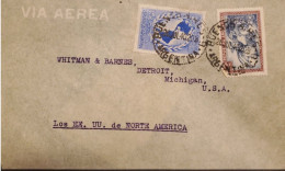 MI) 1940, ARGENTINA, AIRWAY, FROM BUENOS AIRES TO DETROIT - MICHIGAN UNITED STATES, DOUBLE CANCELLATION, PAN AMERICAN UN - Oblitérés