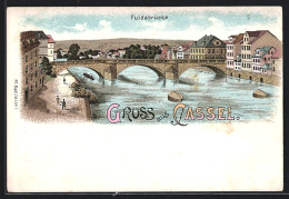 Lithographie Kassel, Fuldabrücke  - Kassel