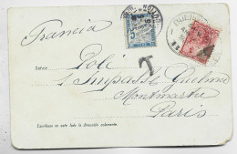 TAXE 5C BLEU SEUL PARIS 1905 CARTE TARJETA ARGENTINA 5C BUENOS AYRES ROSARIO - 1859-1959 Storia Postale